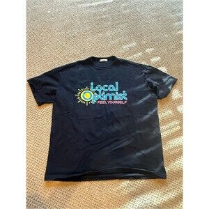 Madhappy Black "Local Optimist" Graphic Tee with Yellow & Blue Sun